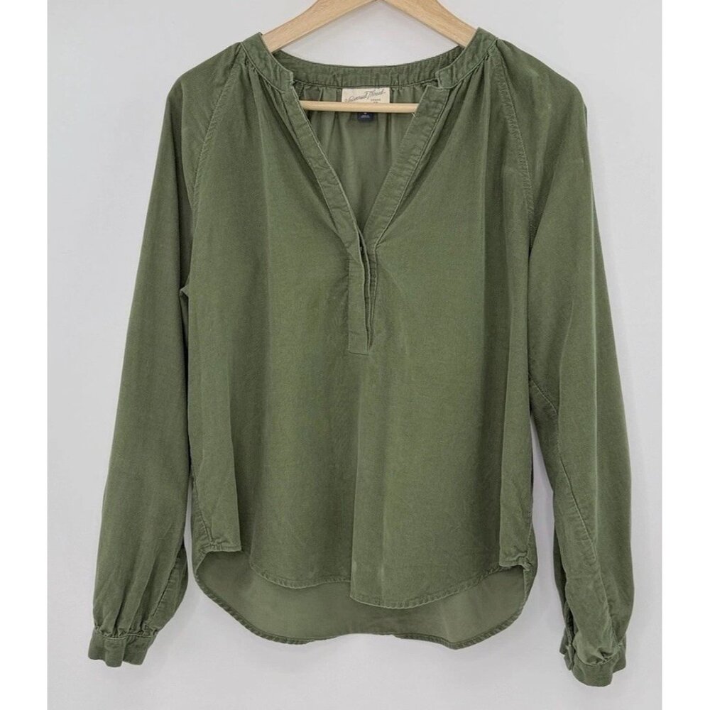 Universal Thread Green Corduroy Relaxed Fit  Blouse‎ Green Sz M Peasant Boho